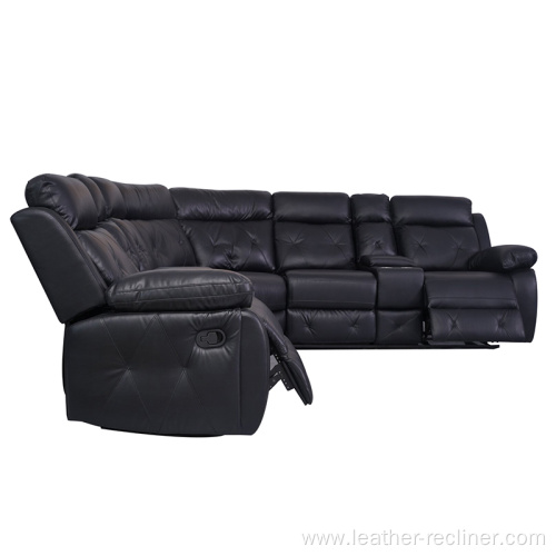 Breathable Air Leather Recliner Corner Sofa Set